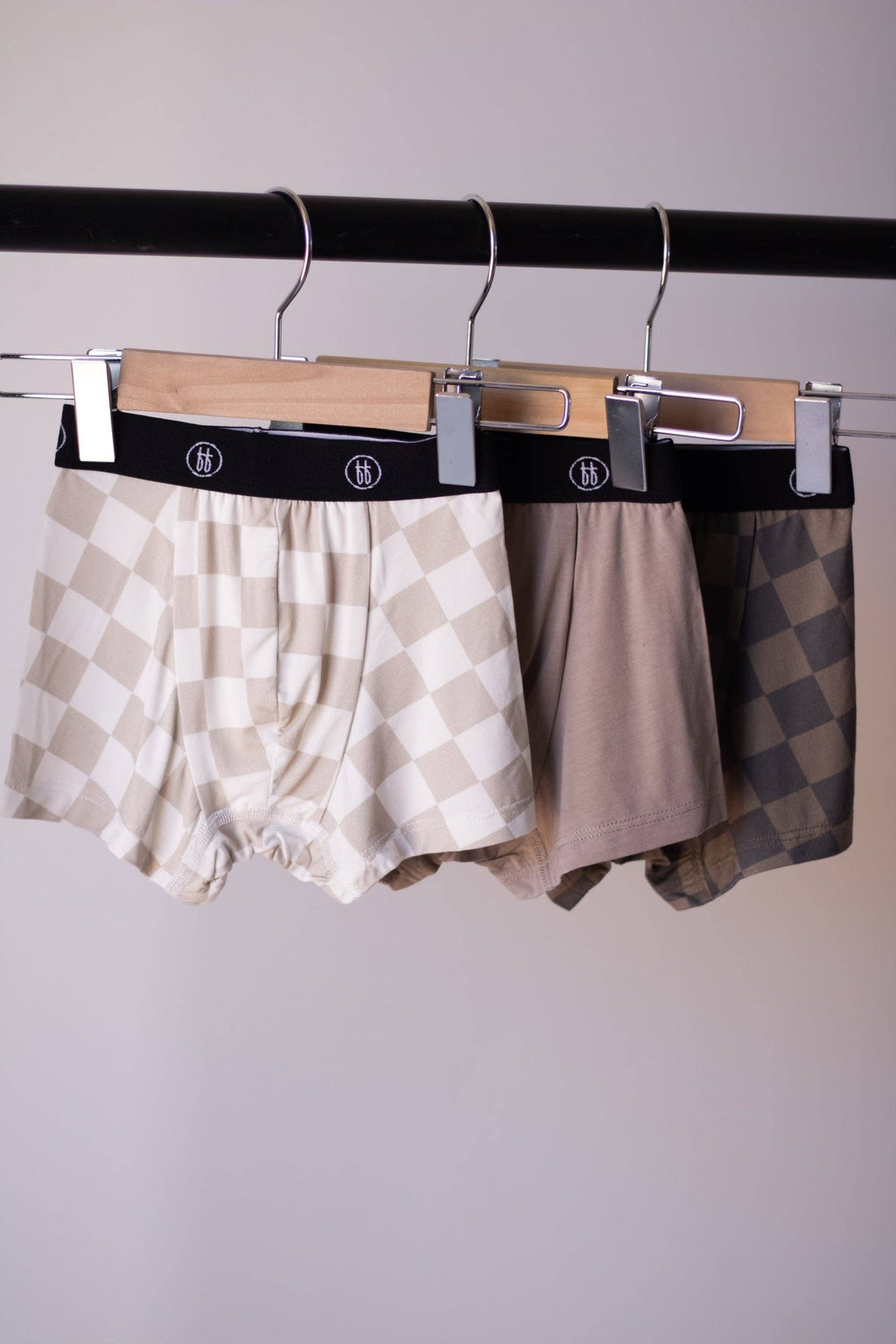 Forever French Baby Bamboo Boxers (3 Pack)  || Checkerboard & Faded Brown Checkerboard