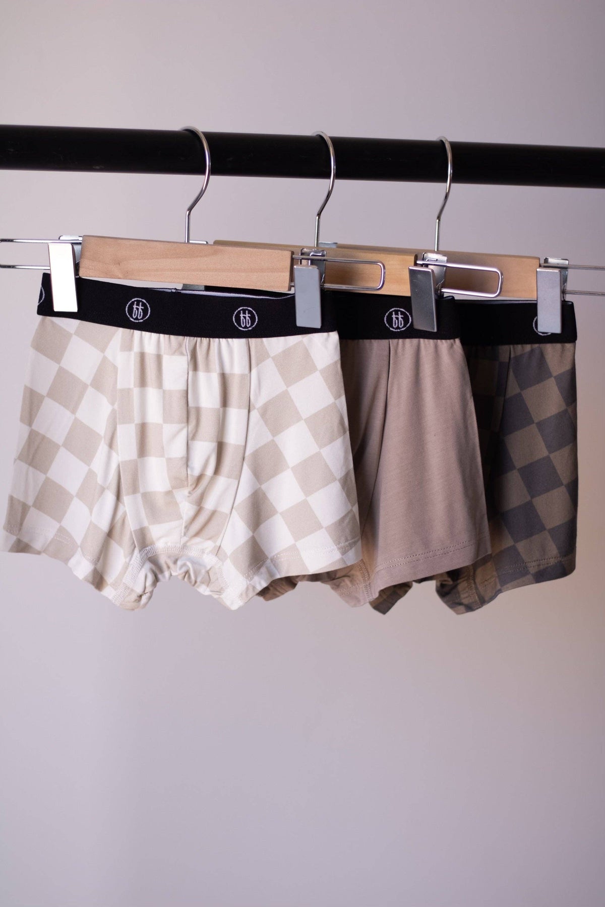 Forever French Baby Bamboo Boxers (3 Pack)  || Checkerboard & Faded Brown Checkerboard