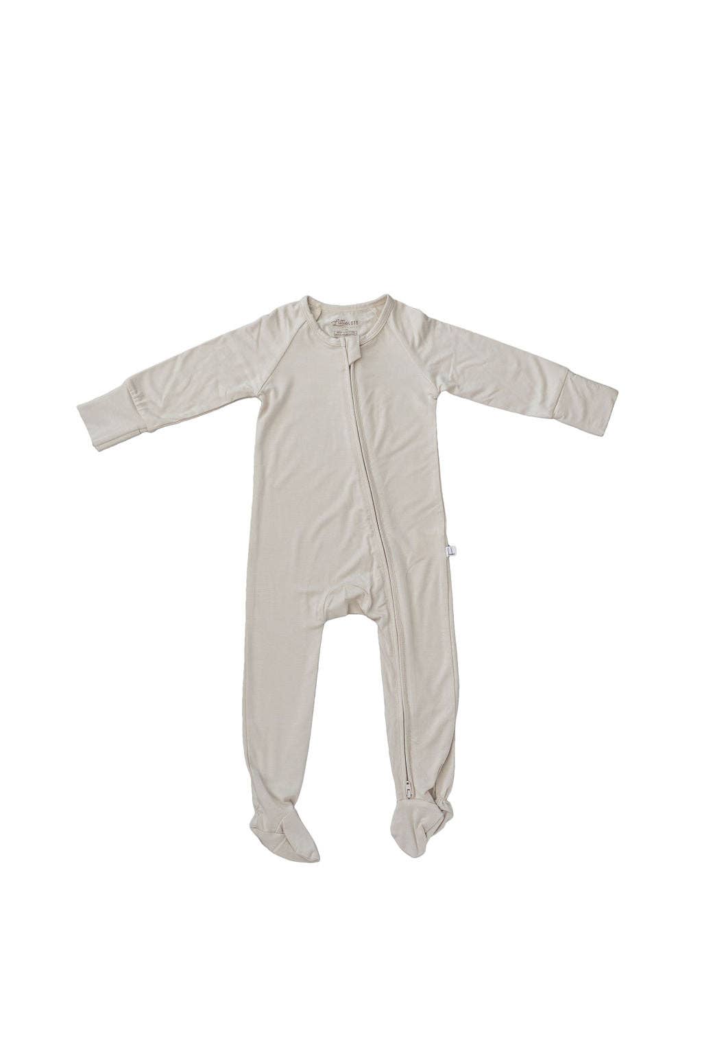 Little Lot Co Bamboo Zip Footie || Oat