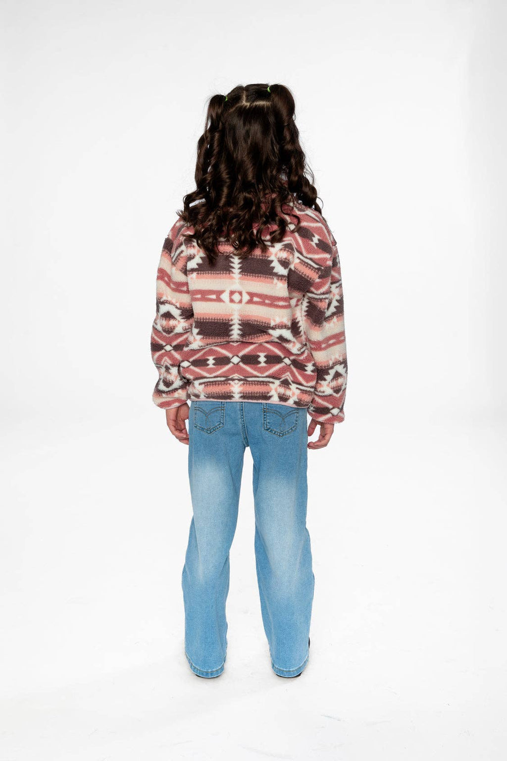 Deux Par Deux Mid-Season Plush Pullover Jacket || Aztec Pink