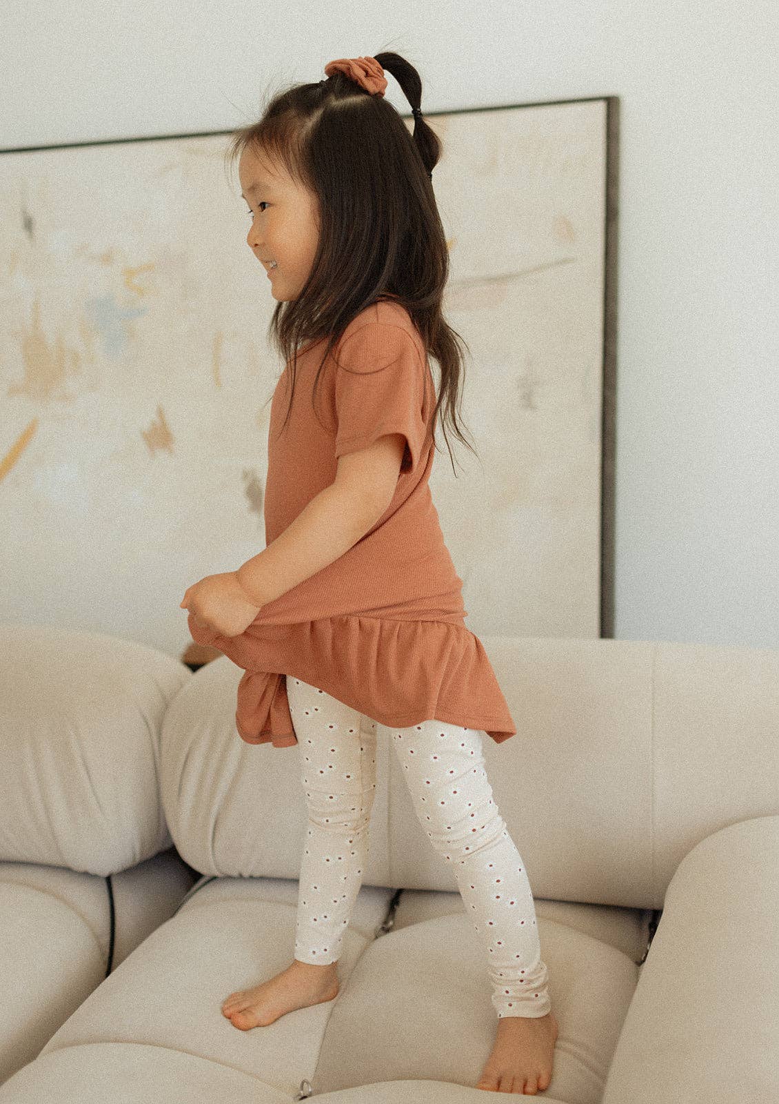 Jax & Lennon Kids Ribbed Peplum Tee || Copper Blush