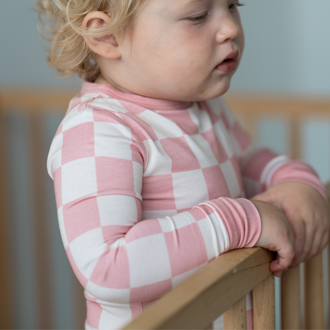 Pip and Phee Bamboo Footless Sleepers || Blush Checks