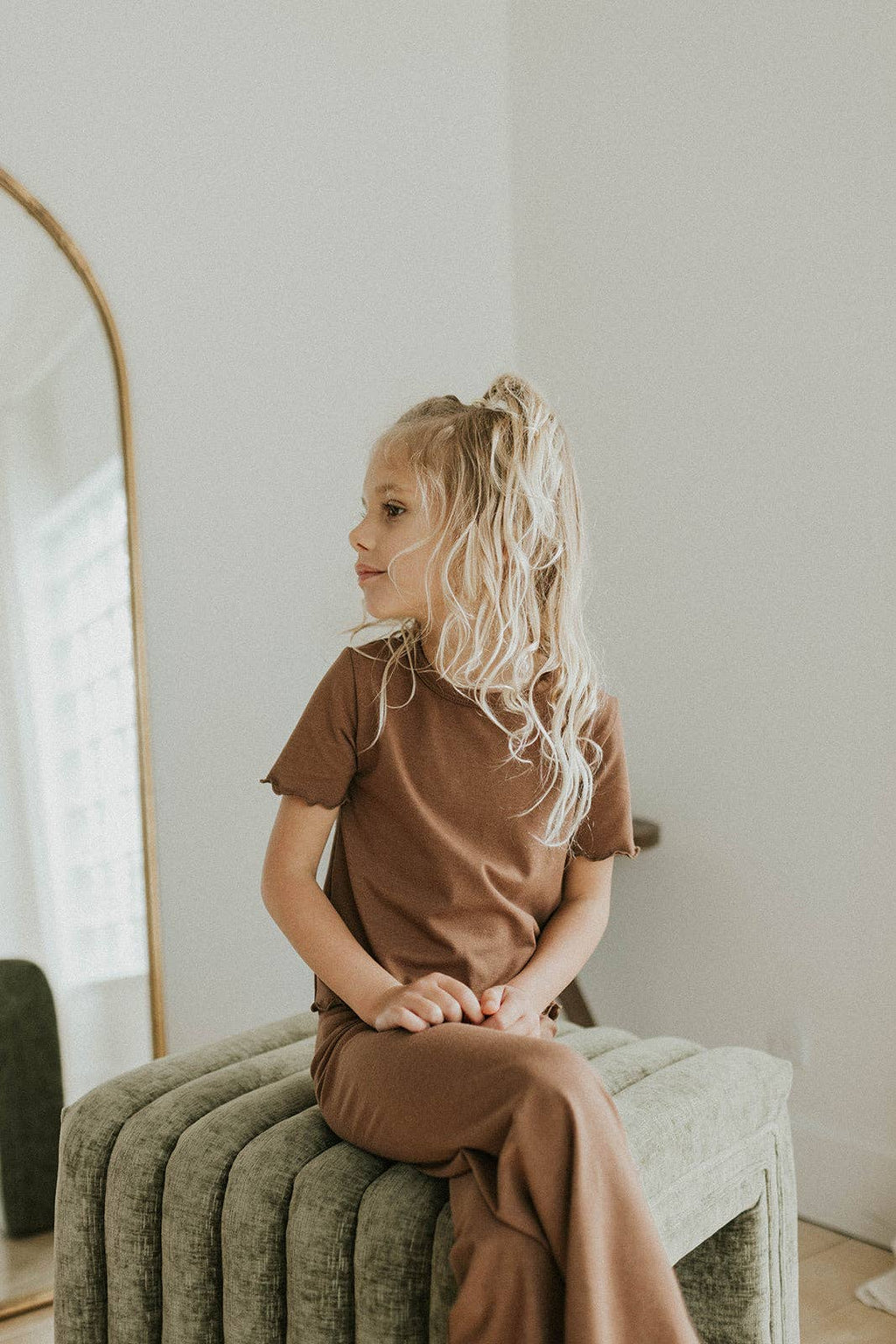 Jax & Lennon Kids Lettuce Hem Pants || Cocoa Brown