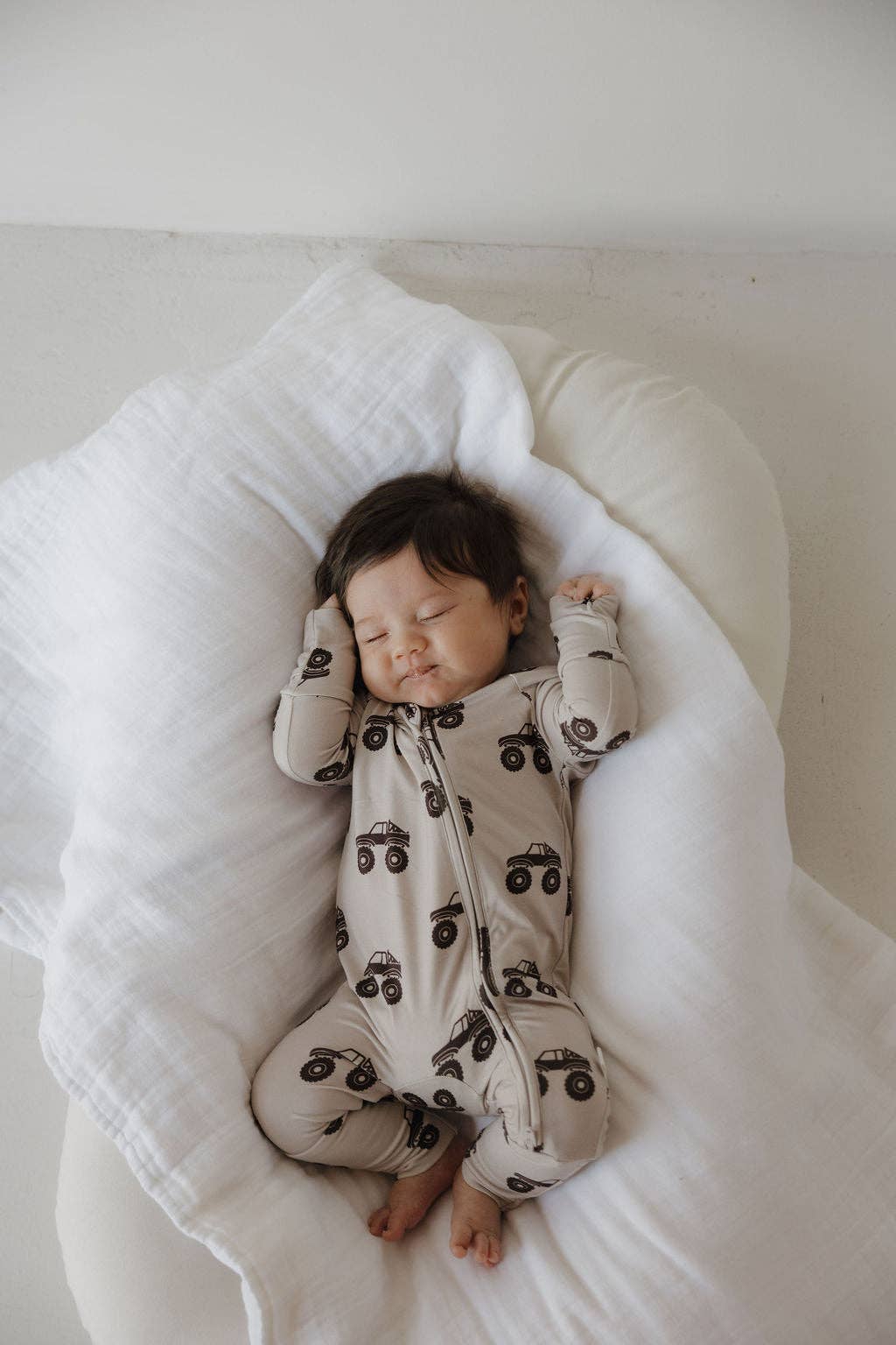 Forever French Baby Bamboo Zip Pajamas || Monster Truck