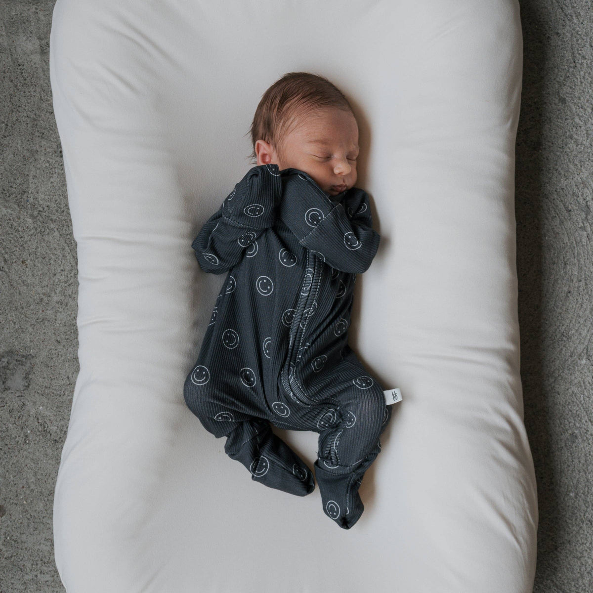 Forever French Baby Bamboo Zip Pajamas || Smiley Ribbed