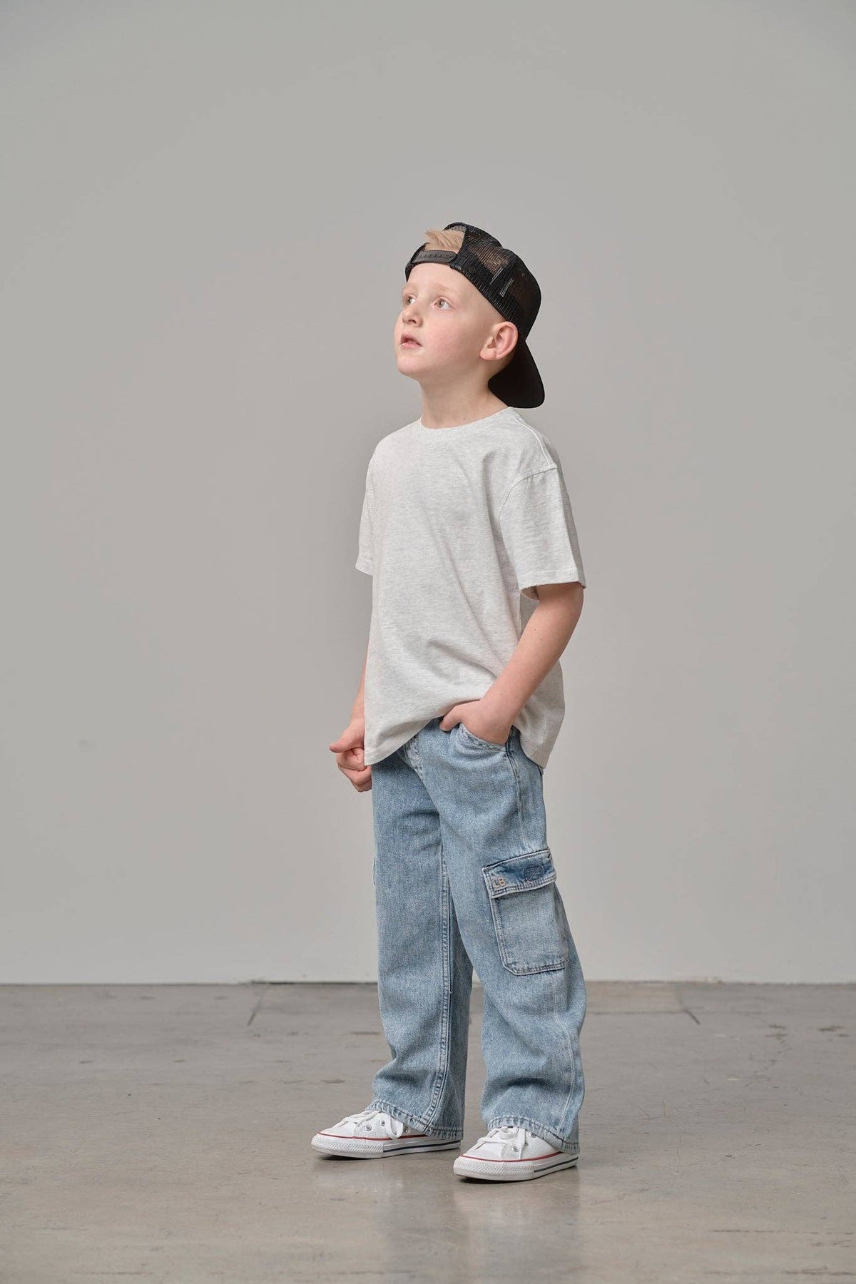 Little Bipsy Cargo Denim Straight Leg ||  Light Wash