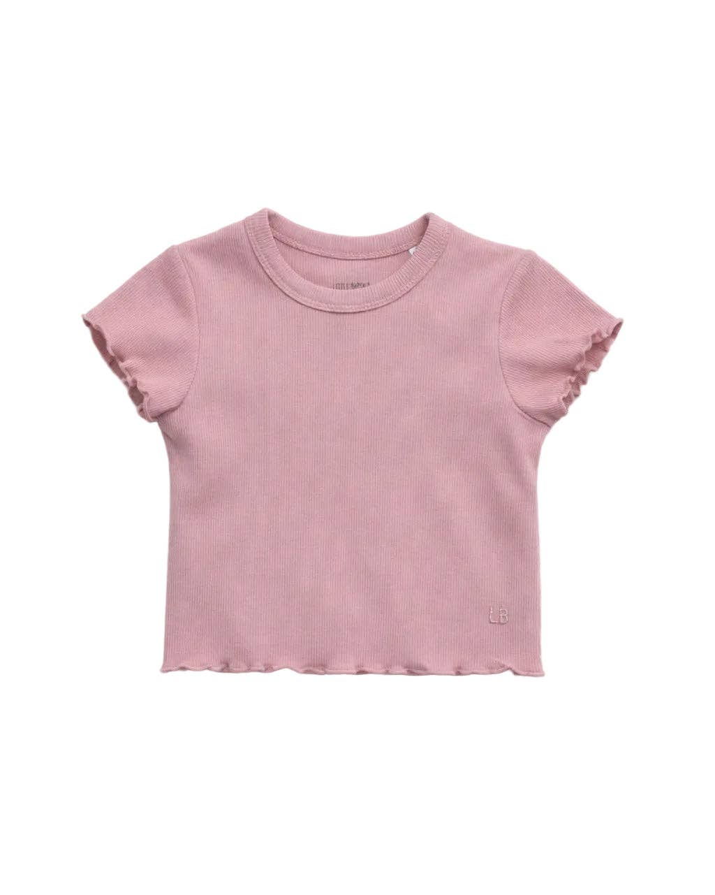 Little Bipsy Ribbed Lettuce Trim Tee || Dusty Rosewood