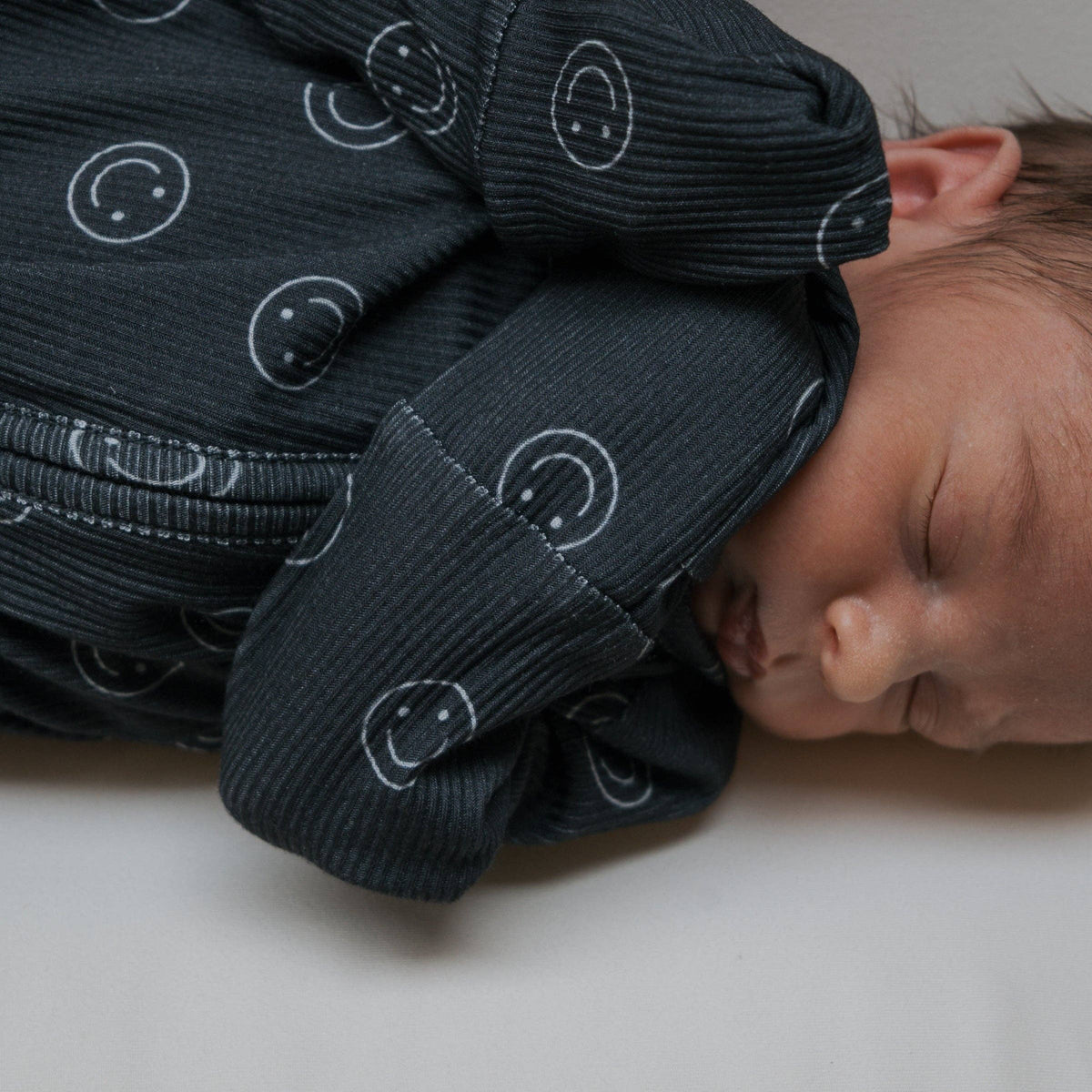 Forever French Baby Bamboo Zip Pajamas || Smiley Ribbed