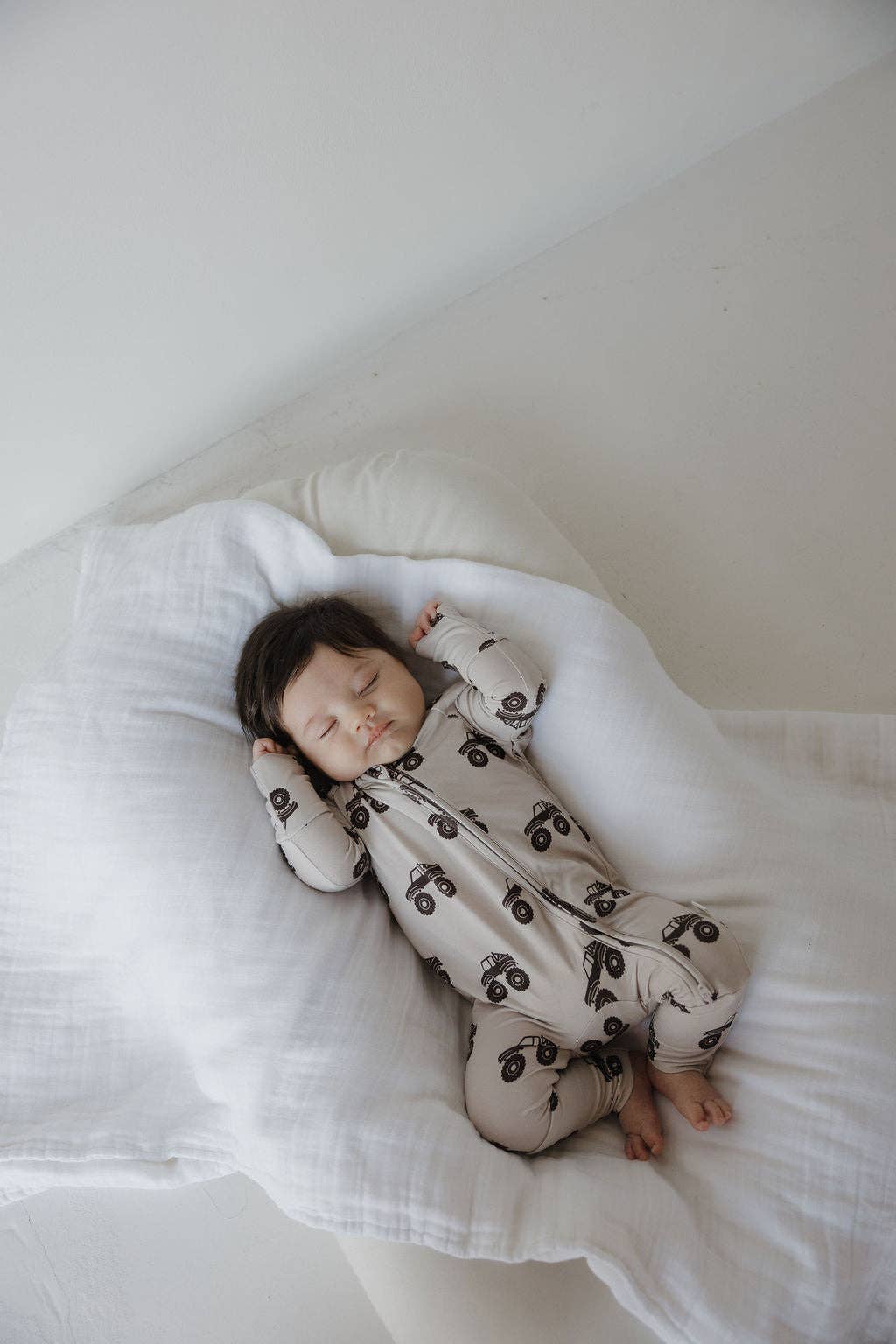 Forever French Baby Bamboo Zip Pajamas || Monster Truck