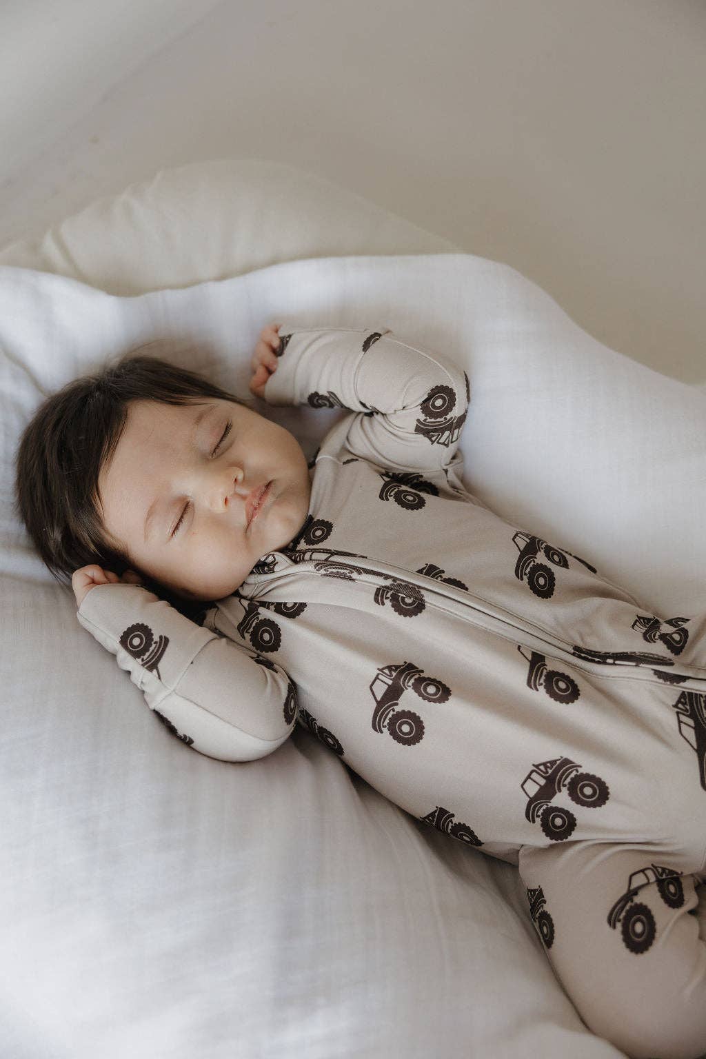 Forever French Baby Bamboo Zip Pajamas || Monster Truck