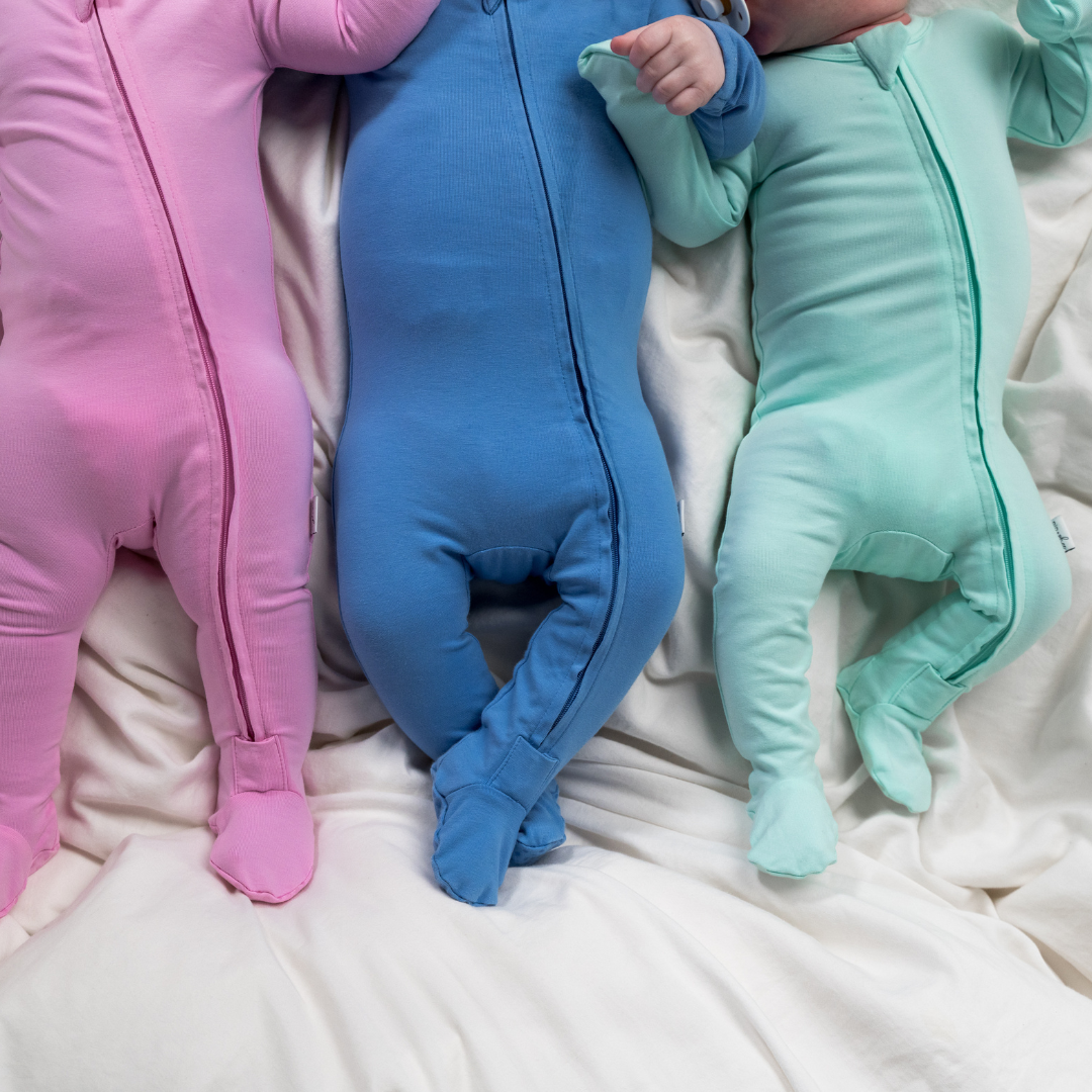 Pip and Phee Cotton Footed Sleepers || Pool Blue