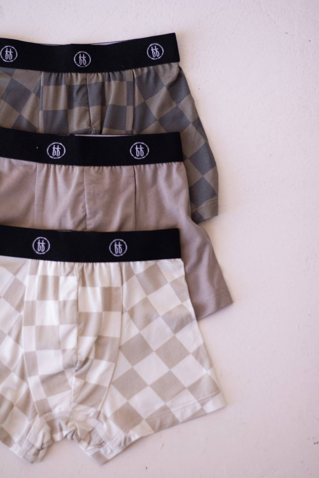 Forever French Baby Bamboo Boxers (3 Pack)  || Checkerboard & Faded Brown Checkerboard