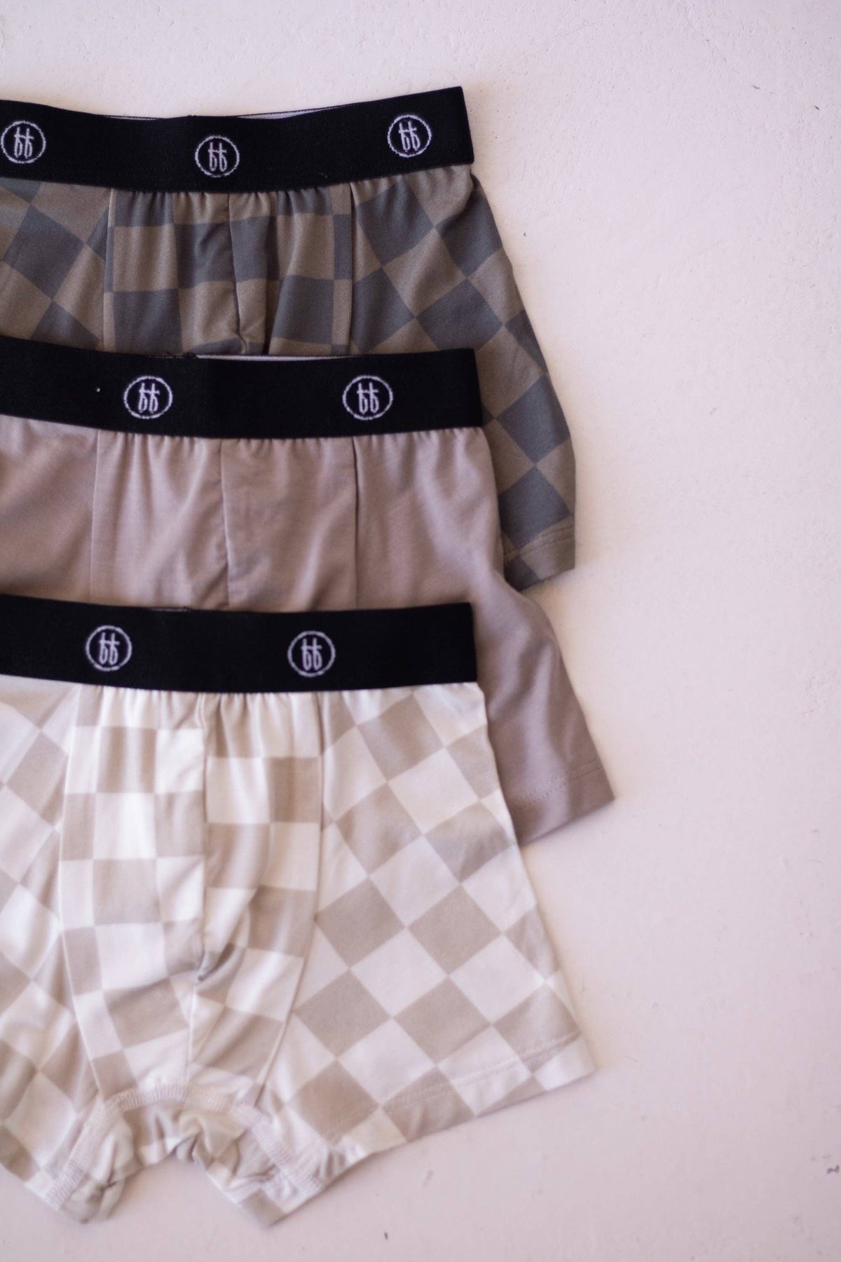 Forever French Baby Bamboo Boxers (3 Pack)  || Checkerboard & Faded Brown Checkerboard
