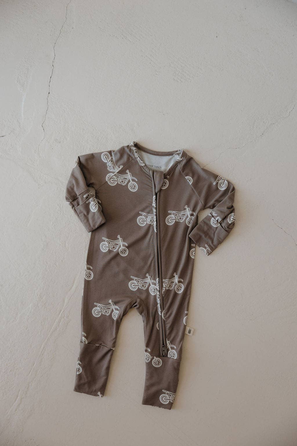 Forever French Baby Bamboo Zip Pajamas  || Dirt Bike