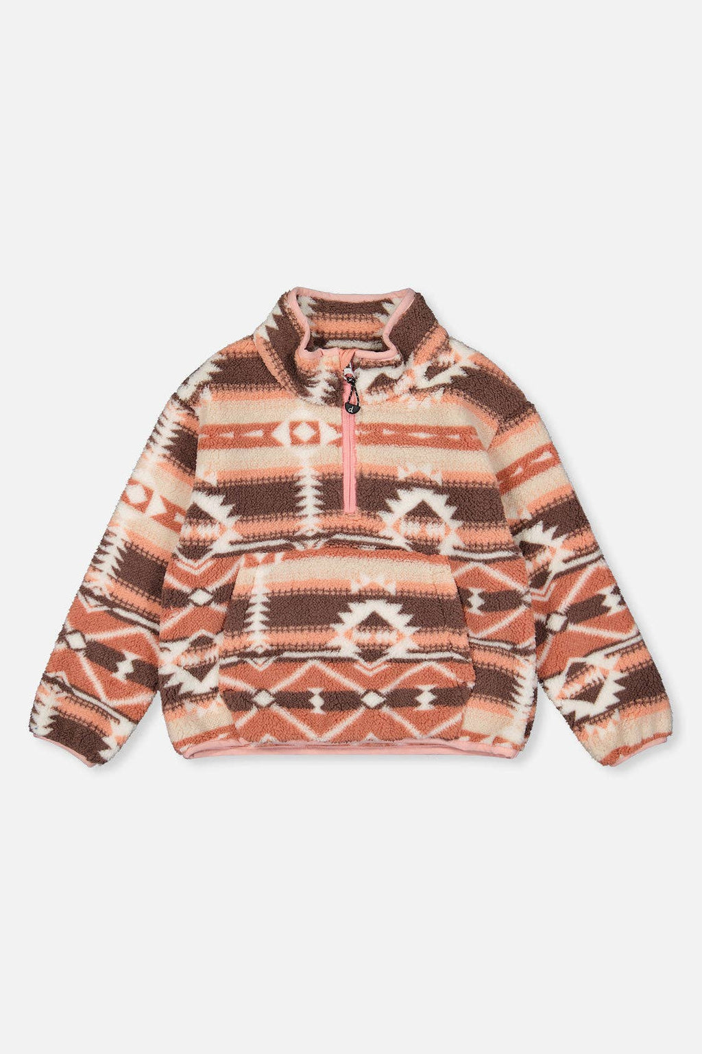Deux Par Deux Mid-Season Plush Pullover Jacket || Aztec Pink