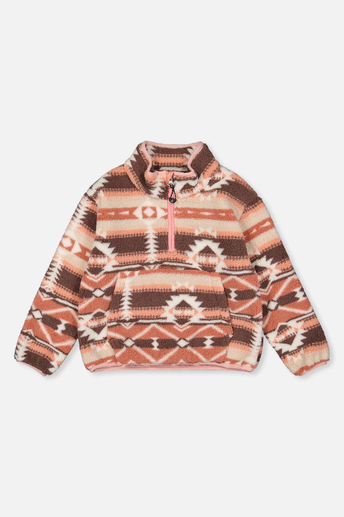 Deux Par Deux Mid-Season Plush Pullover Jacket || Aztec Pink