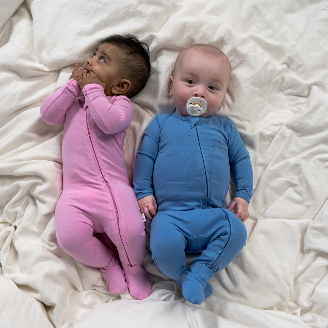 Pip and Phee Cotton Footed Sleepers || Pool Blue