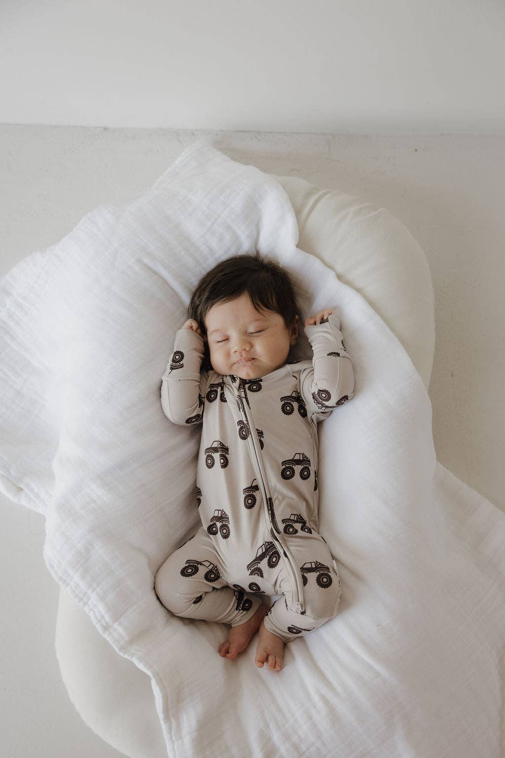 Forever French Baby Bamboo Zip Pajamas || Monster Truck