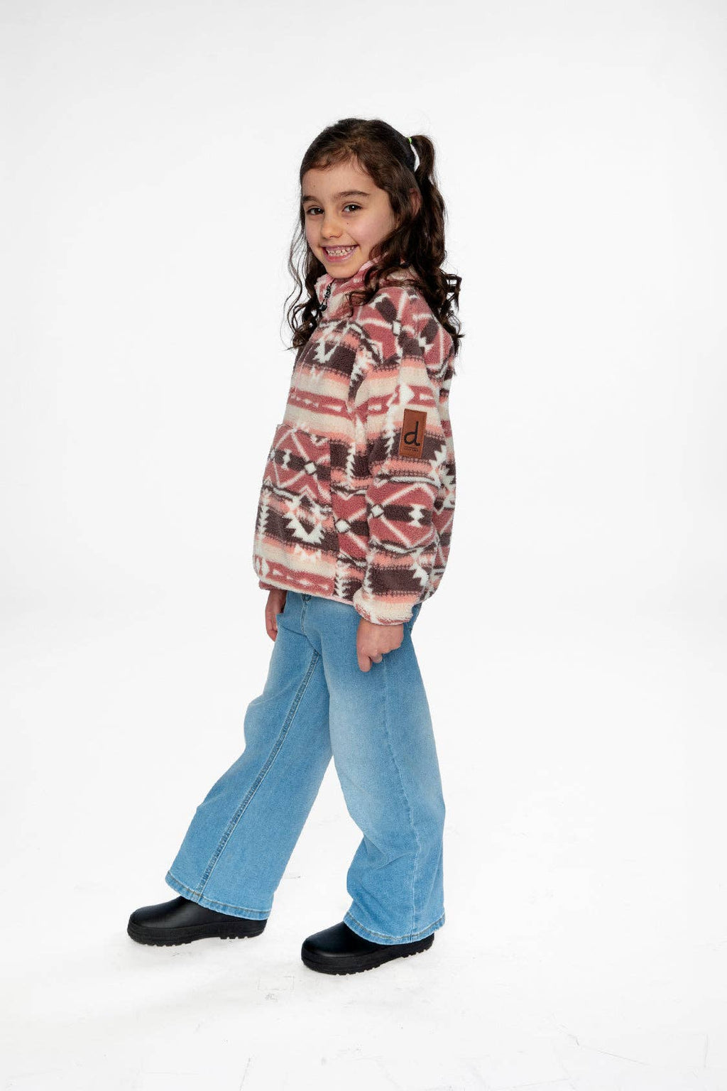 Deux Par Deux Mid-Season Plush Pullover Jacket || Aztec Pink