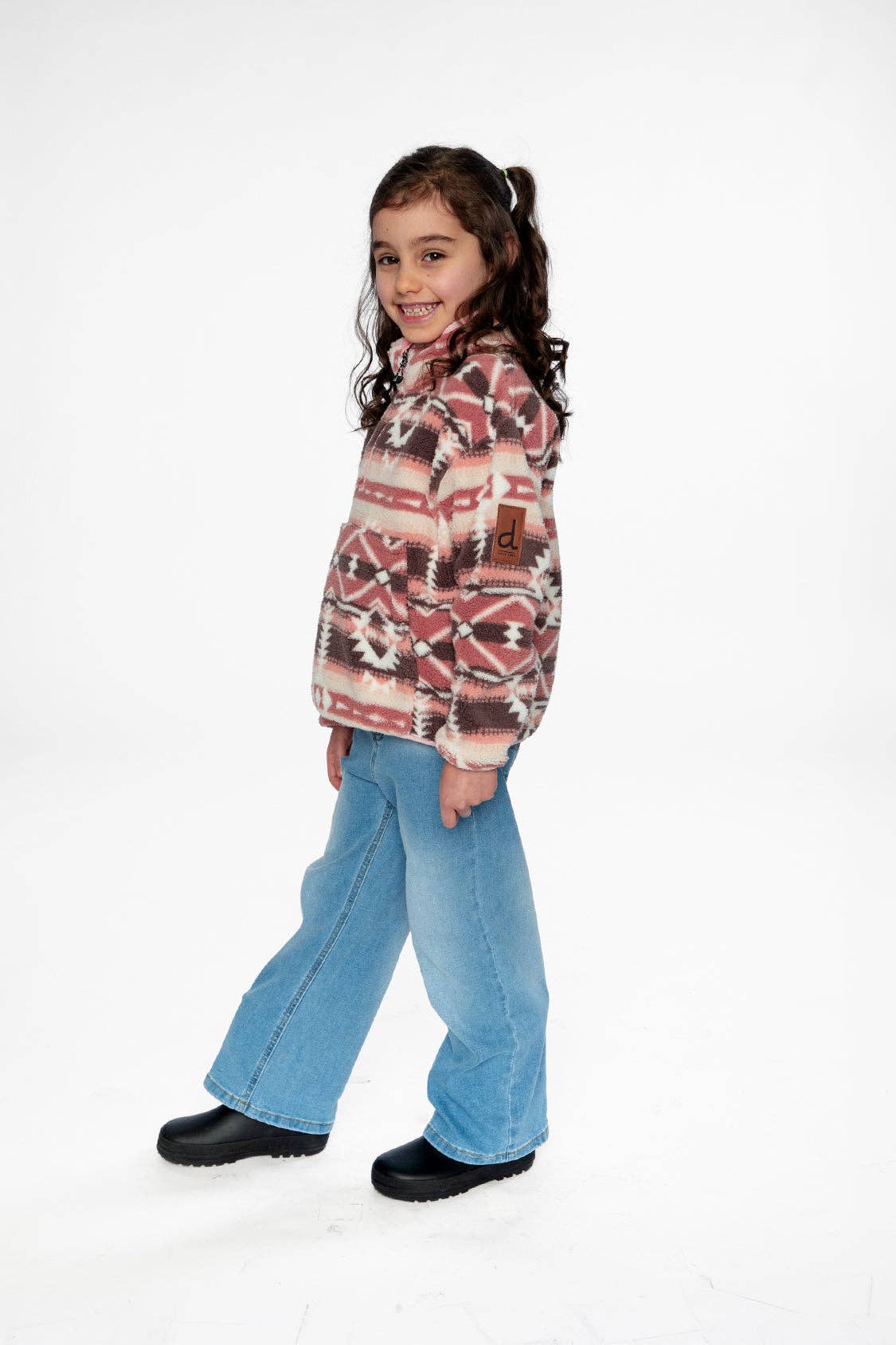 Deux Par Deux Mid-Season Plush Pullover Jacket || Aztec Pink