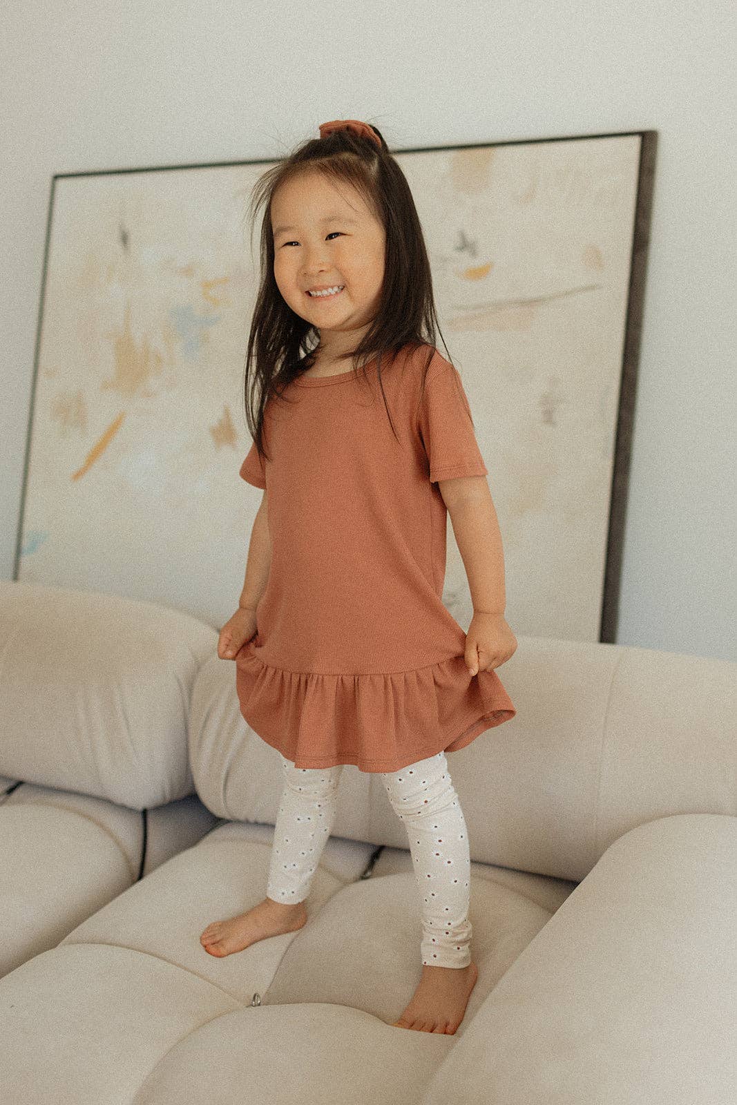 Jax & Lennon Kids Ribbed Peplum Tee || Copper Blush