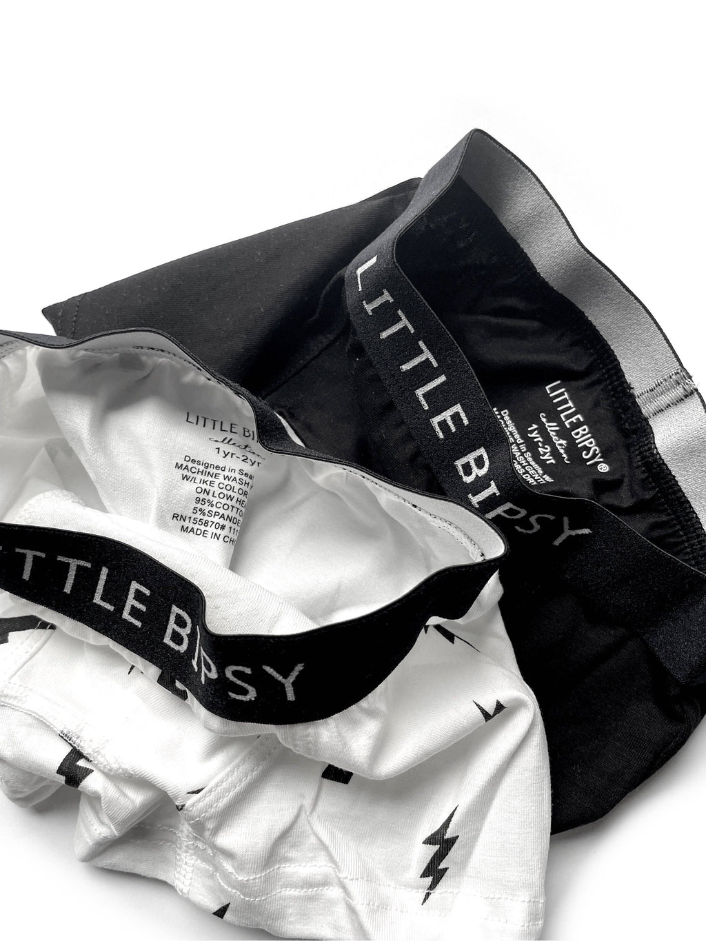 Little Bipsy Boxer Brief 3-Pack || Black, Grey & White Lightening Bolts