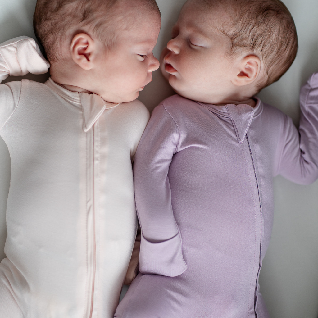 Pip + Phee Bamboo Zip Footie || Iced Lavendar