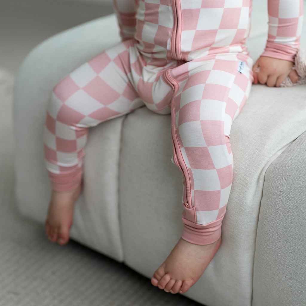 Pip and Phee Bamboo Footless Sleepers || Blush Checks