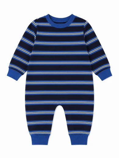 PRE ORDER Roobear Stripped Long Sleeve Romper ll Charcoal and Blue Stripes