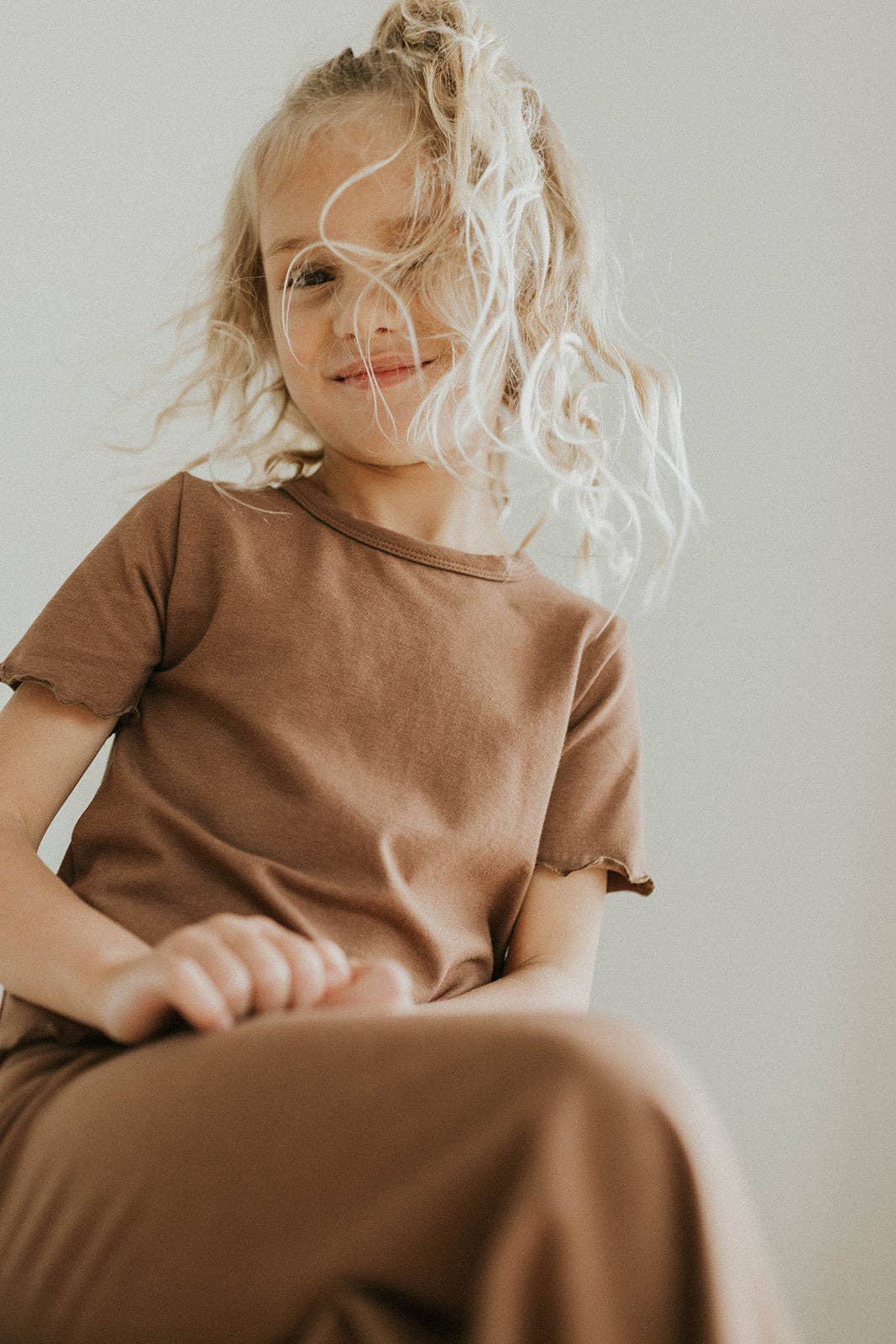 Jax & Lennon Kids Lettuce Hem Tee || Cocoa Brown