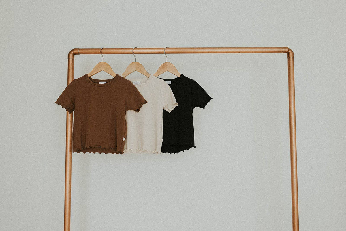 Jax & Lennon Kids Lettuce Hem Tee || Cocoa Brown