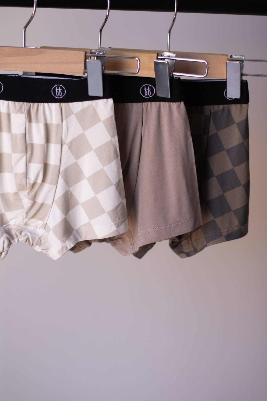 Forever French Baby Bamboo Boxers (3 Pack)  || Checkerboard & Faded Brown Checkerboard