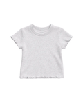 Little Bipsy Ribbed Lettuce Trim Tee || Grey