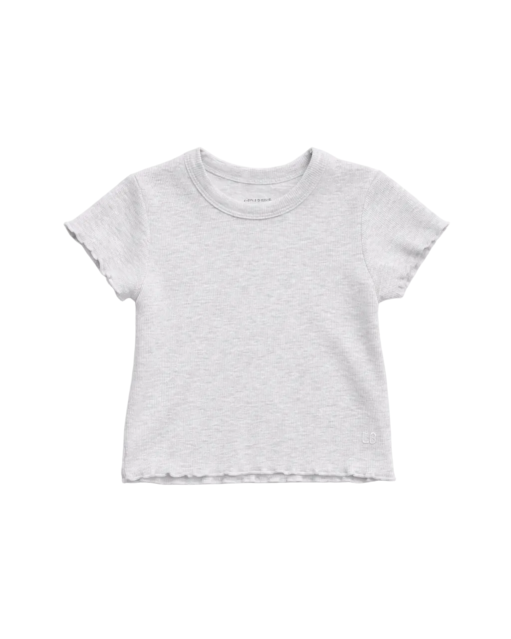 Little Bipsy Ribbed Lettuce Trim Tee || Grey
