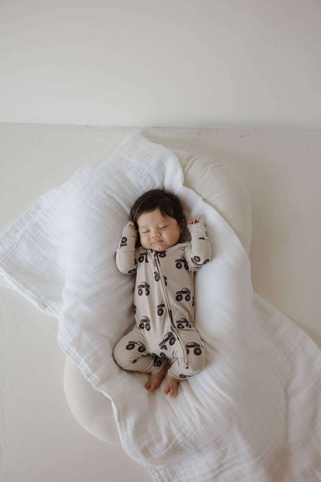 Forever French Baby Bamboo Zip Pajamas || Monster Truck