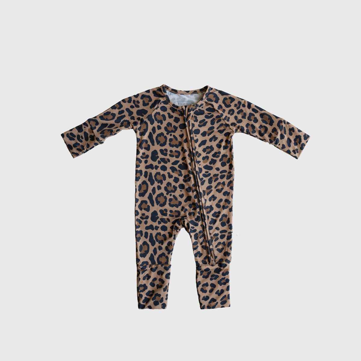Forever French Baby Bamboo Zip Pajamas || Leopard