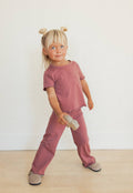Jax & Lennon Kids Lettuce Hem Pants || Dusty Fig