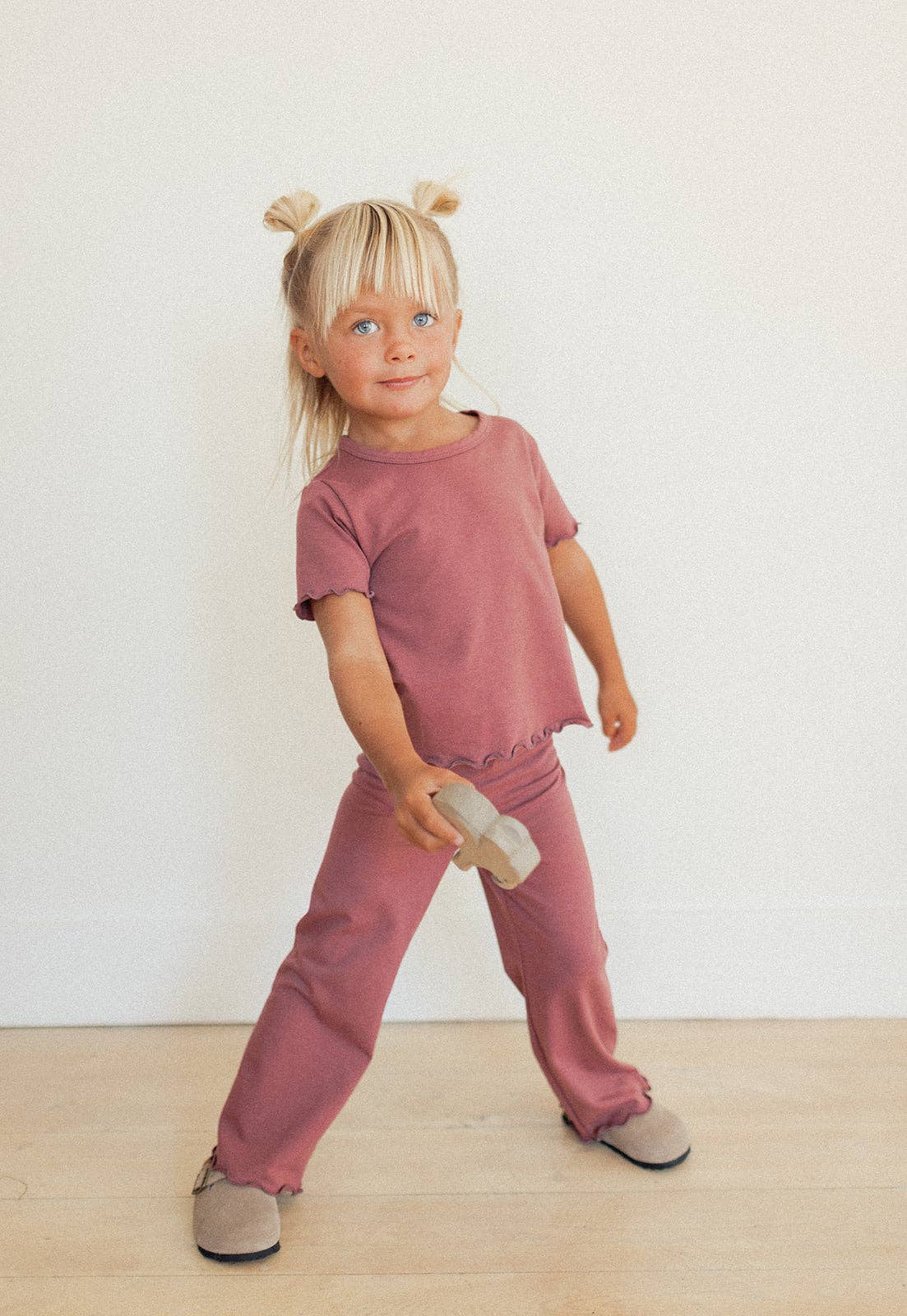 Jax & Lennon Kids Lettuce Hem Pants || Dusty Fig