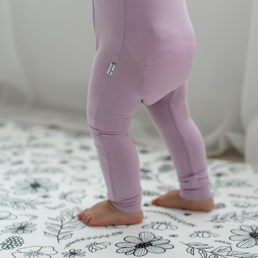 Pip + Phee Bamboo Zip Footless || Iced Lavendar