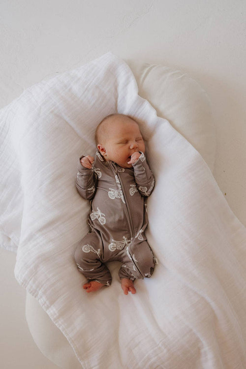 Forever French Baby Bamboo Zip Pajamas  || Dirt Bike
