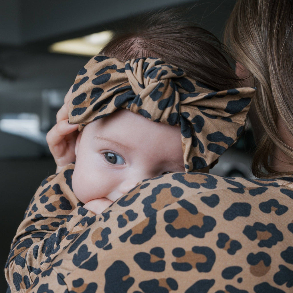 Forever French Baby Bamboo Zip Pajamas || Leopard