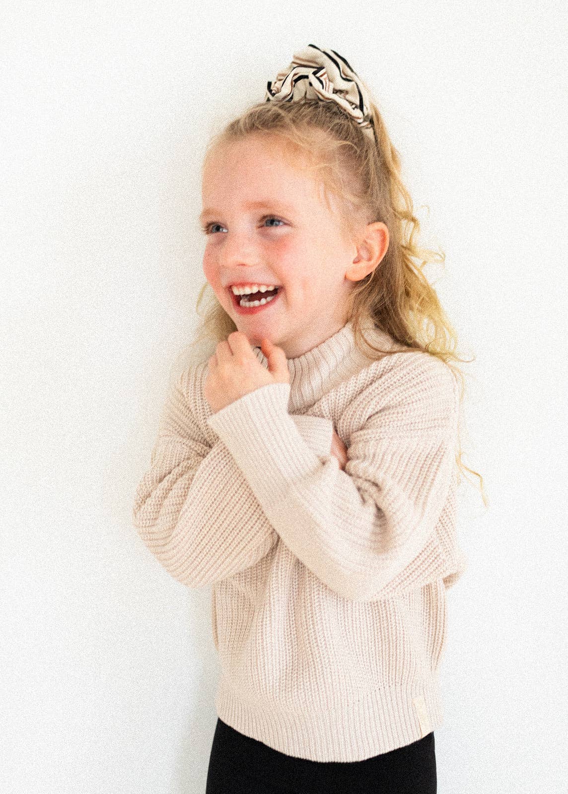 Jax & Lennon Kids Knit Mock Neck Sweater Core || Bone