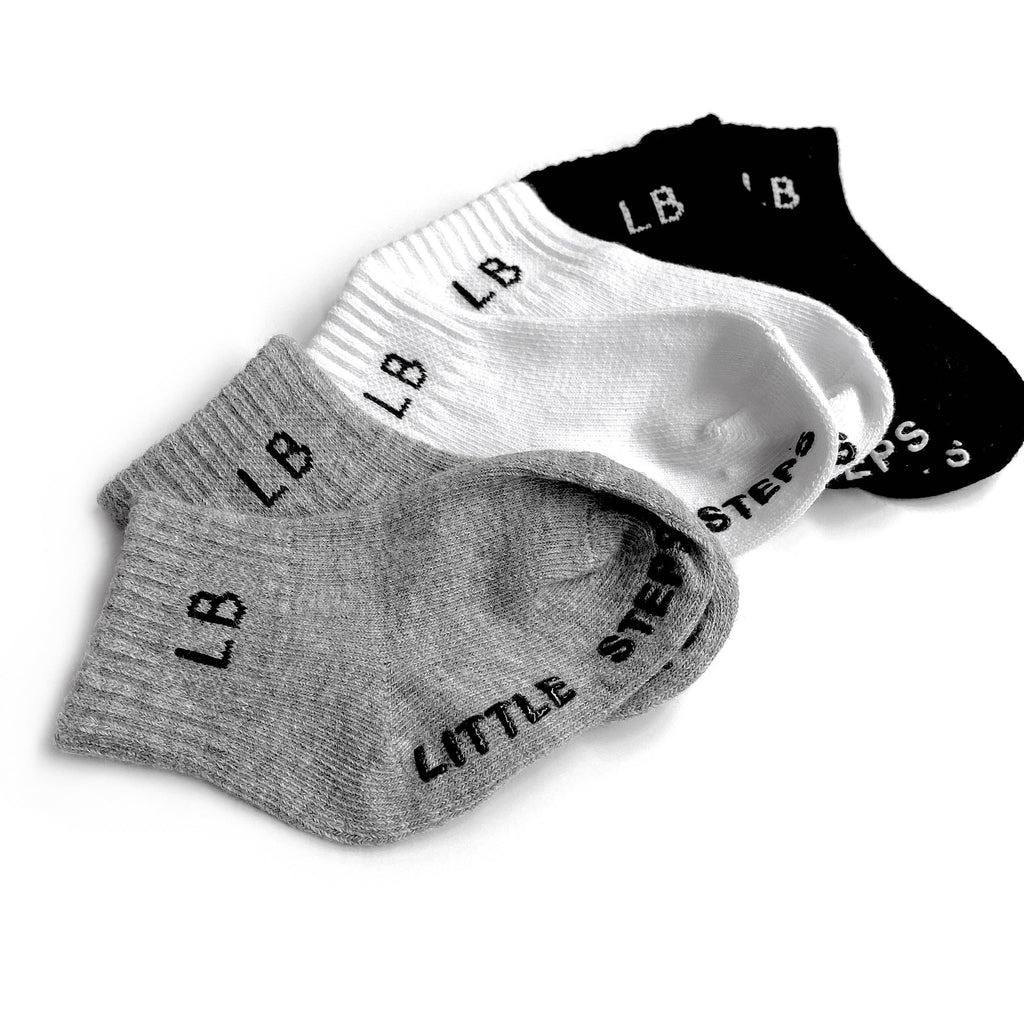 Little Bipsy Sock 3-Pack || Grey, White & Black